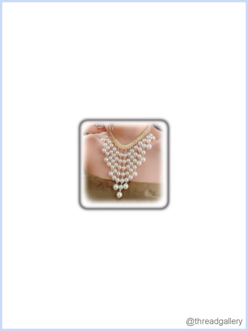 14K Gold Multi Strand Faux Pearl Choker Necklace Women
